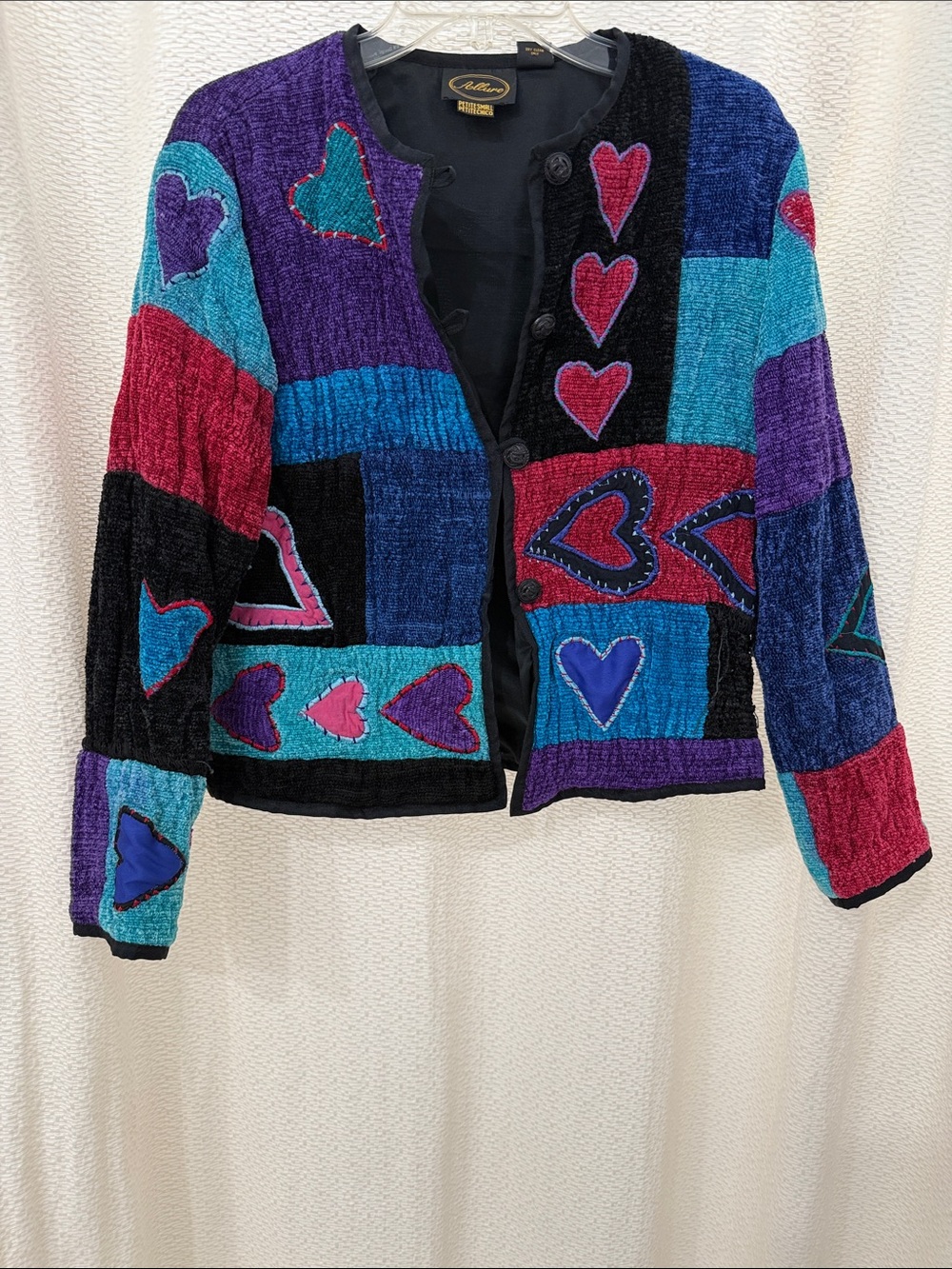 Catherine Malandrino’s Allure Heart Patchwork Jacket - Teal, Purple & Red